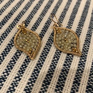Wire wrapped gold and earrings with crystal sparkle beading